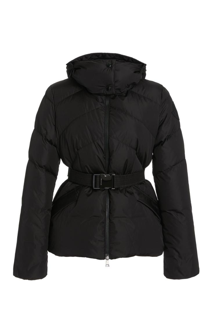 Moncler Aloes Belted Short Down Hooded Puffer Coat