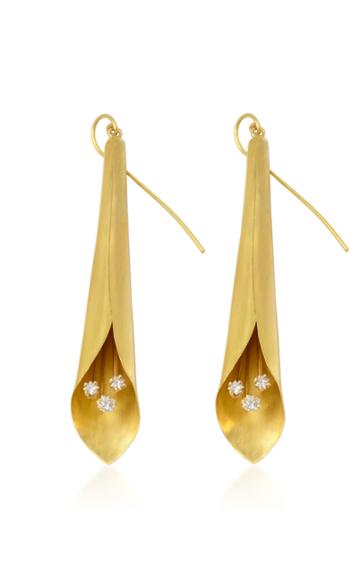 Rush Jewelry Design 22kt Yellow-gold And Diamond Calla Lily Earrings