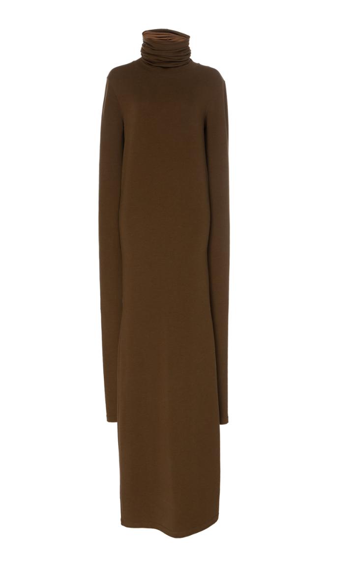 Lemaire Long Sleeve Turtleneck Ruched Dress