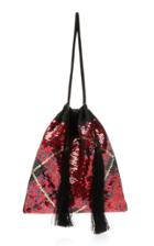 Attico Full Sequins Tartan Pouch Bag