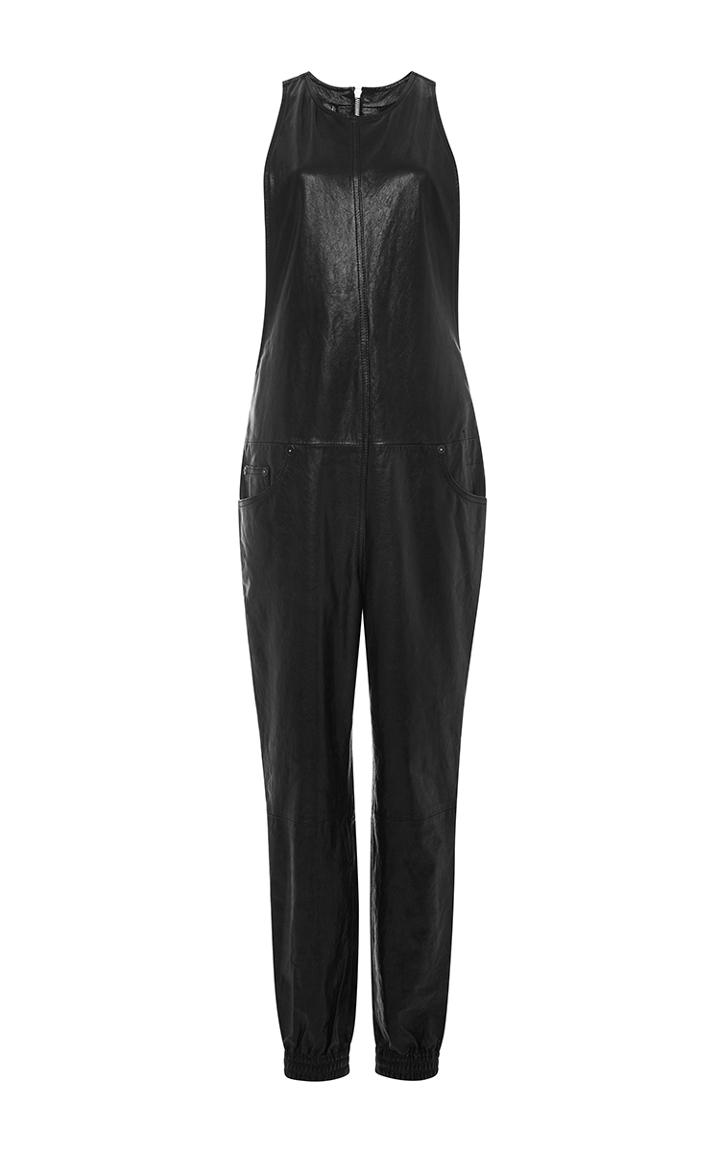 R13 Five Pocket Leather Jumpsuit