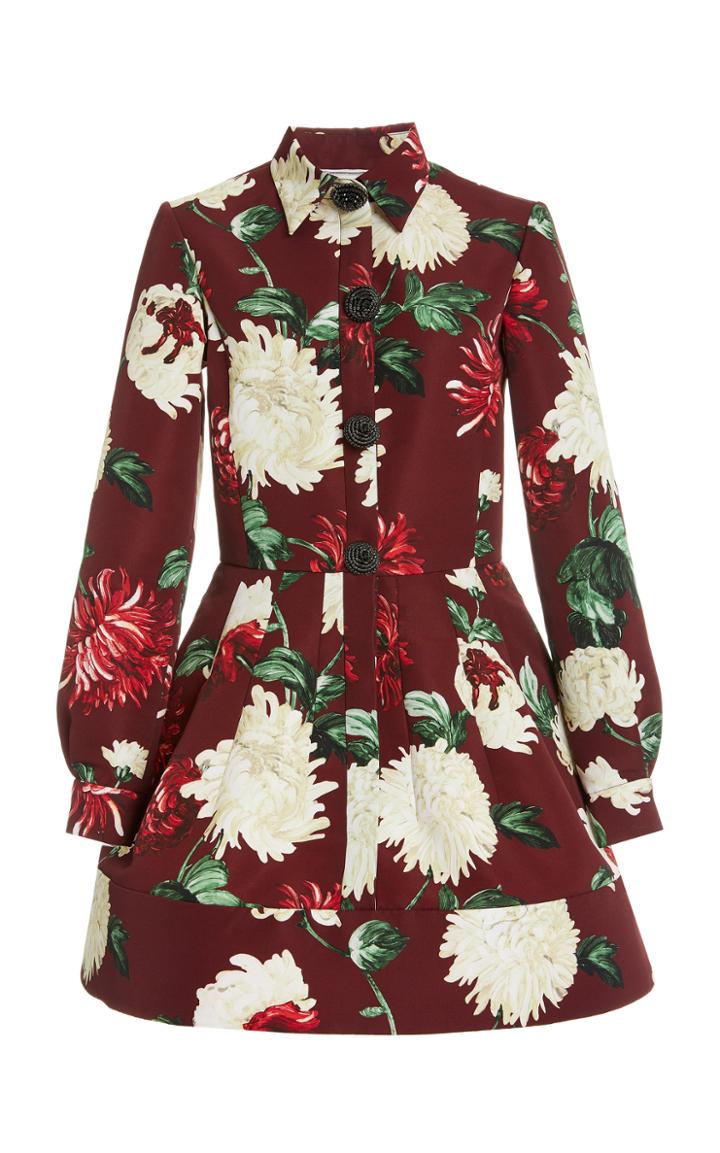 Moda Operandi Oscar De La Renta Collared Floral Print Mini Dress