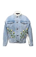 Anouki Light Blue Denim Jacket With Transparent Collar And Back