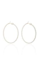 Mizuki White Cultured Pearl Lined Hoops