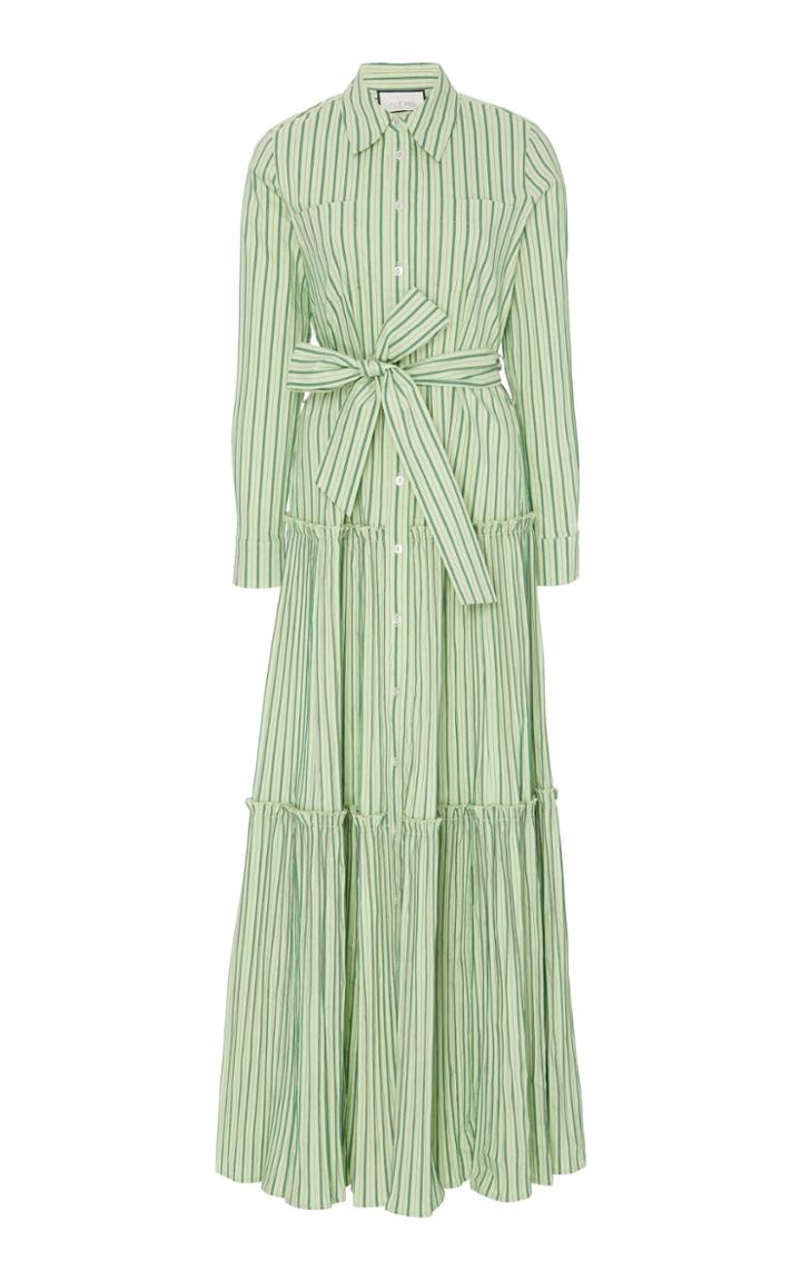 Alexis Exclusive Marny Striped Cotton-blend Poplin Maxi Dress