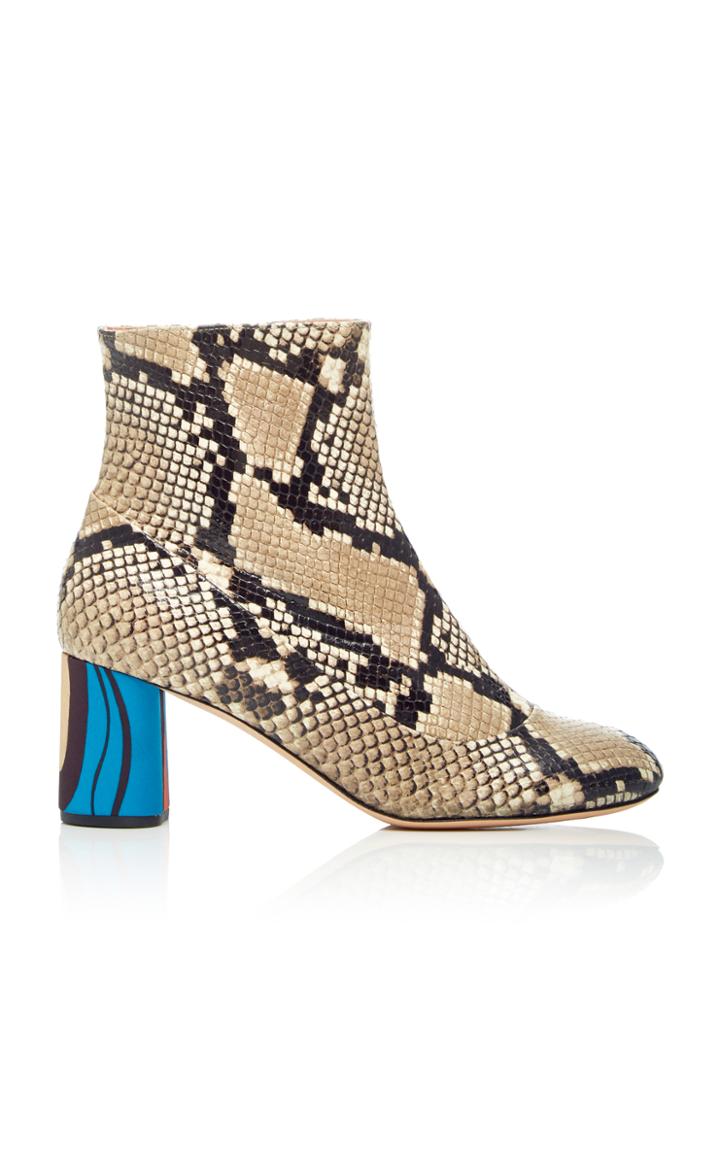 Rochas Python Contrast Heel Bootie