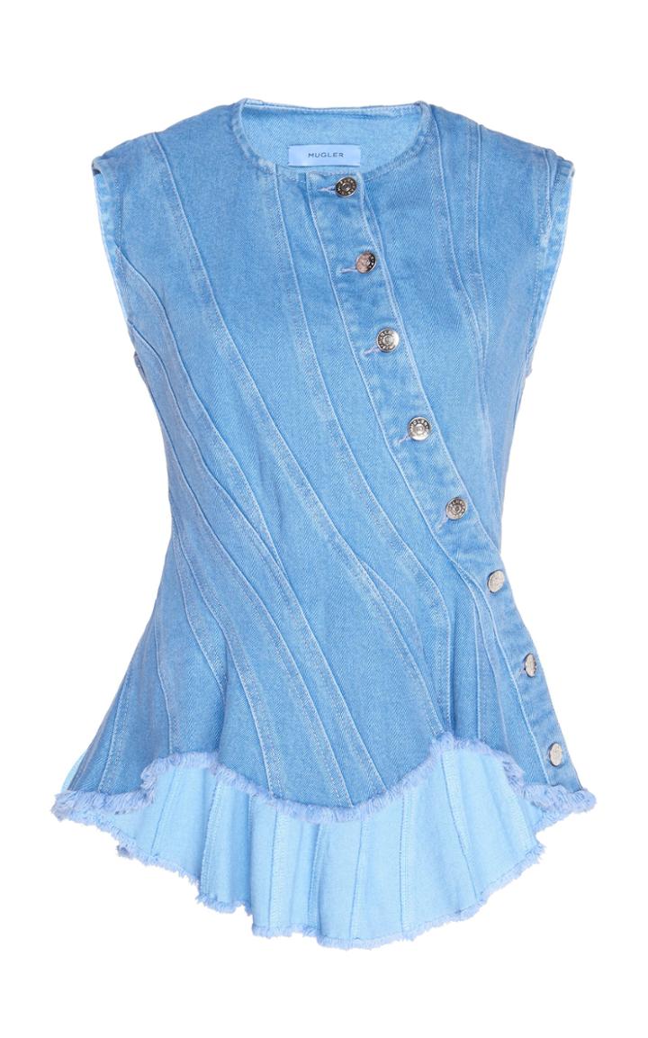 Mugler Spiral Denim Top