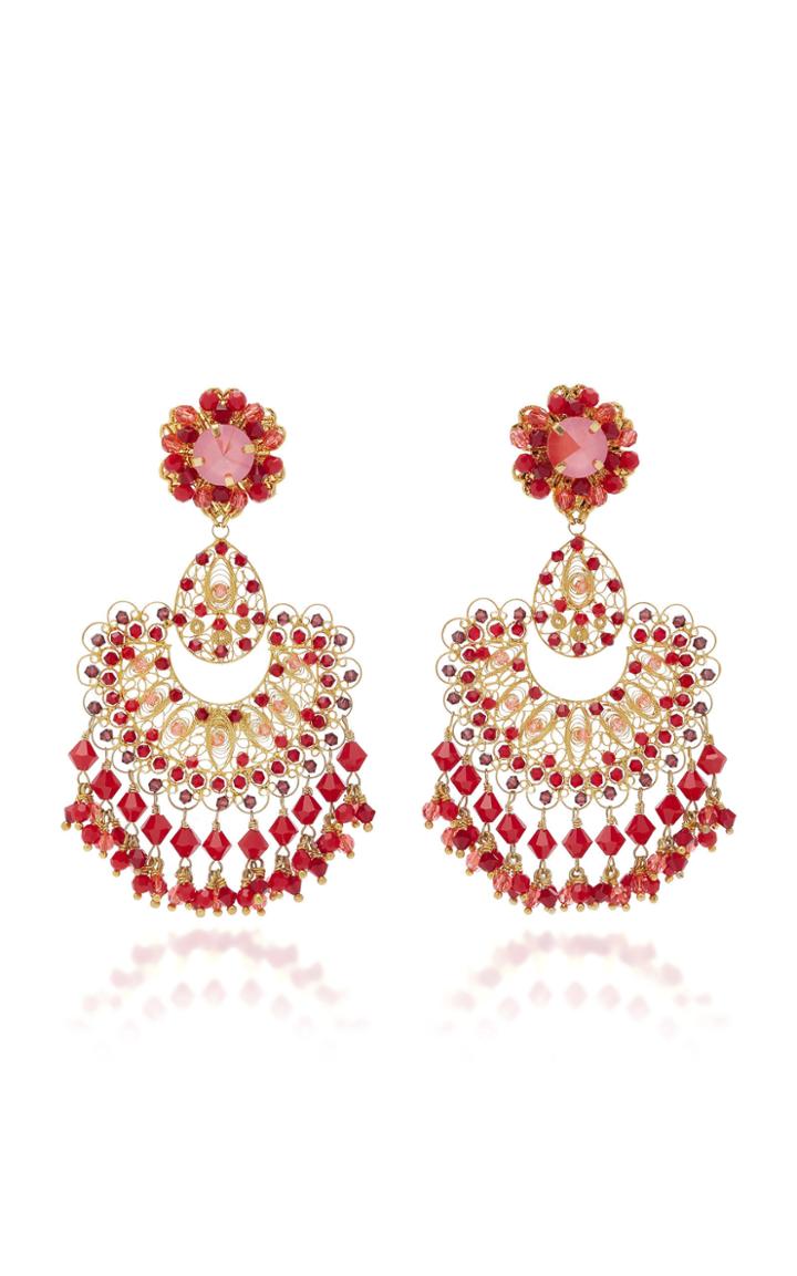 Silvia Tcherassi Red Coral Filigree Earring