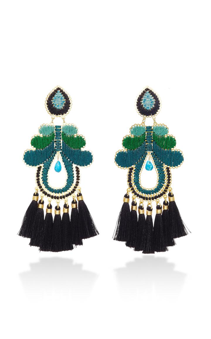 Mercedes Salazar Curubas Negras Gold-plated Tassel Earrings