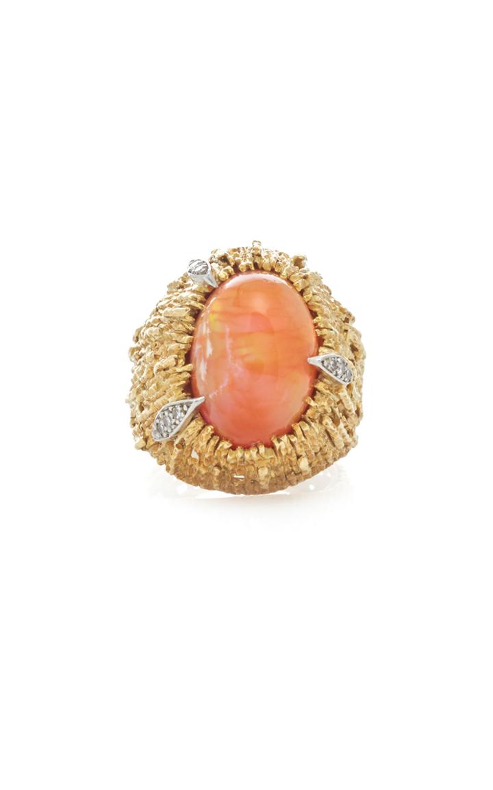 Mahnaz Collection Limited Edition 18k Gold And Fire Opal Ring By Andrew Grima 1972.
