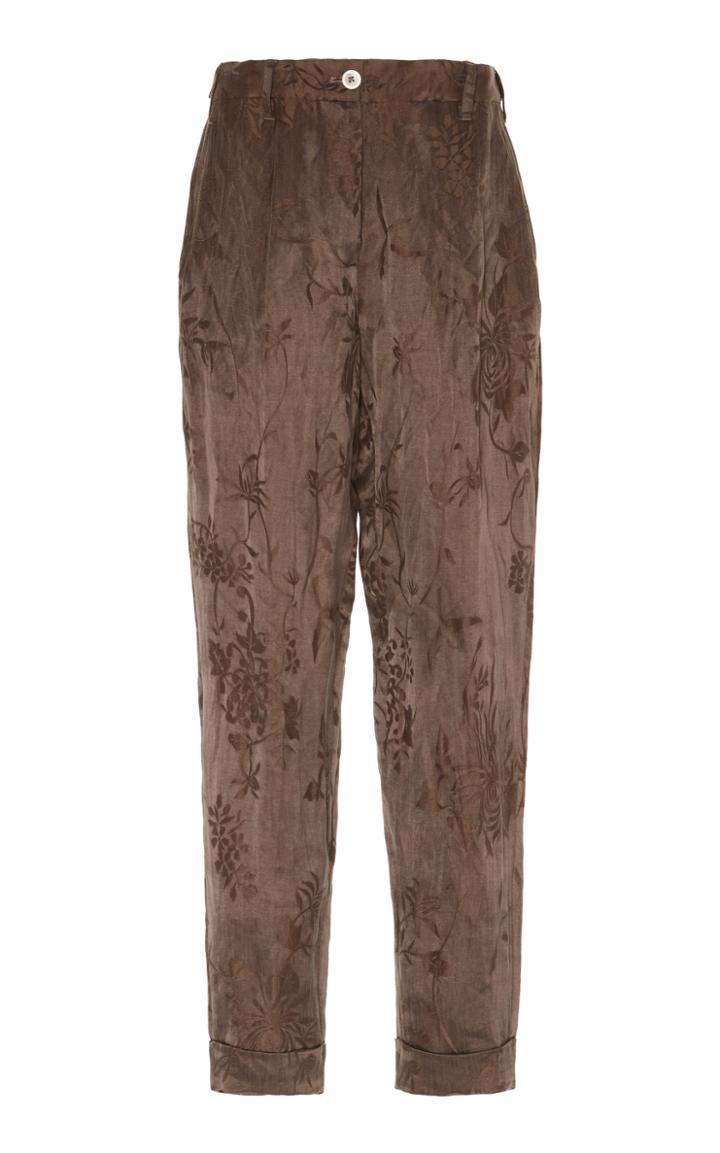 Ann Demeulemeester Embroidered Linen And Silk-blend Pants