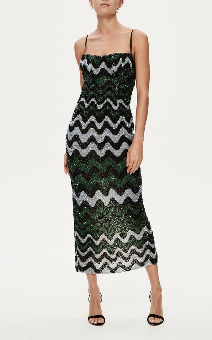 Moda Operandi Rachel Gilbert Callum Embellished Chevron Gown