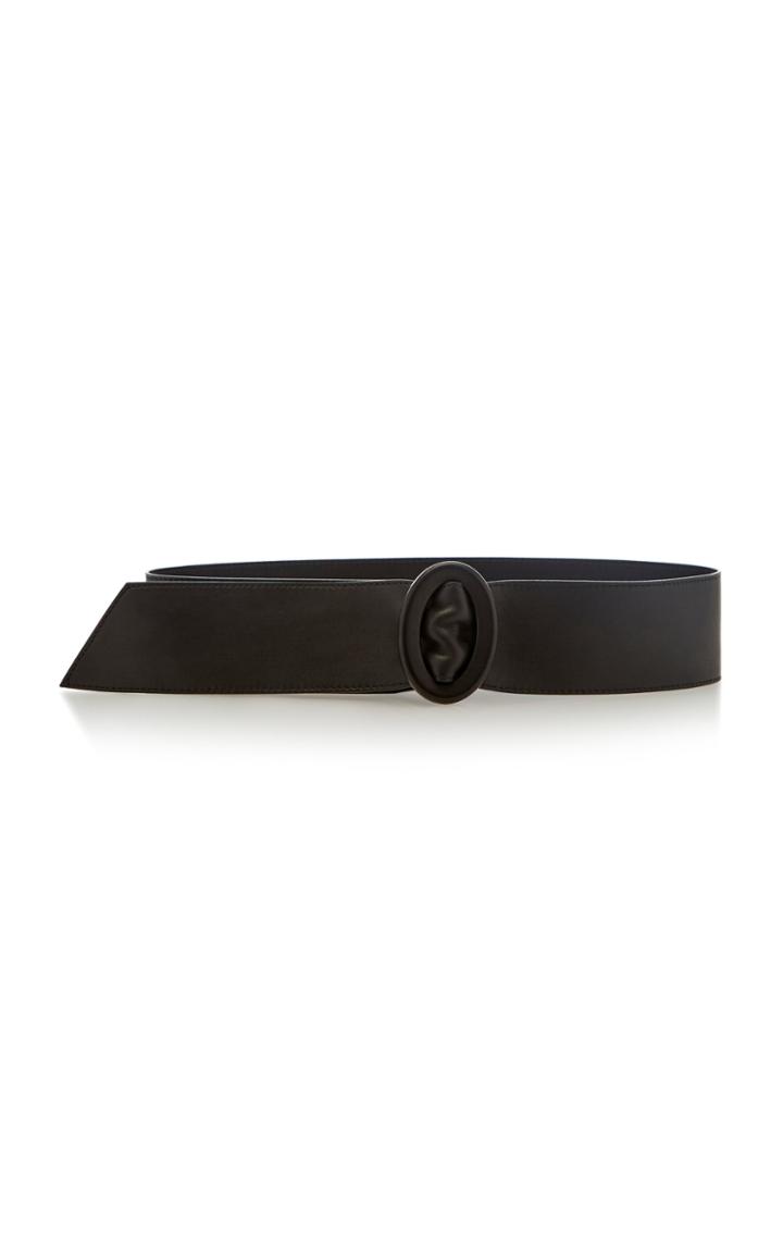 Michael Kors Collection Oval Leather Covered Buckle Belt