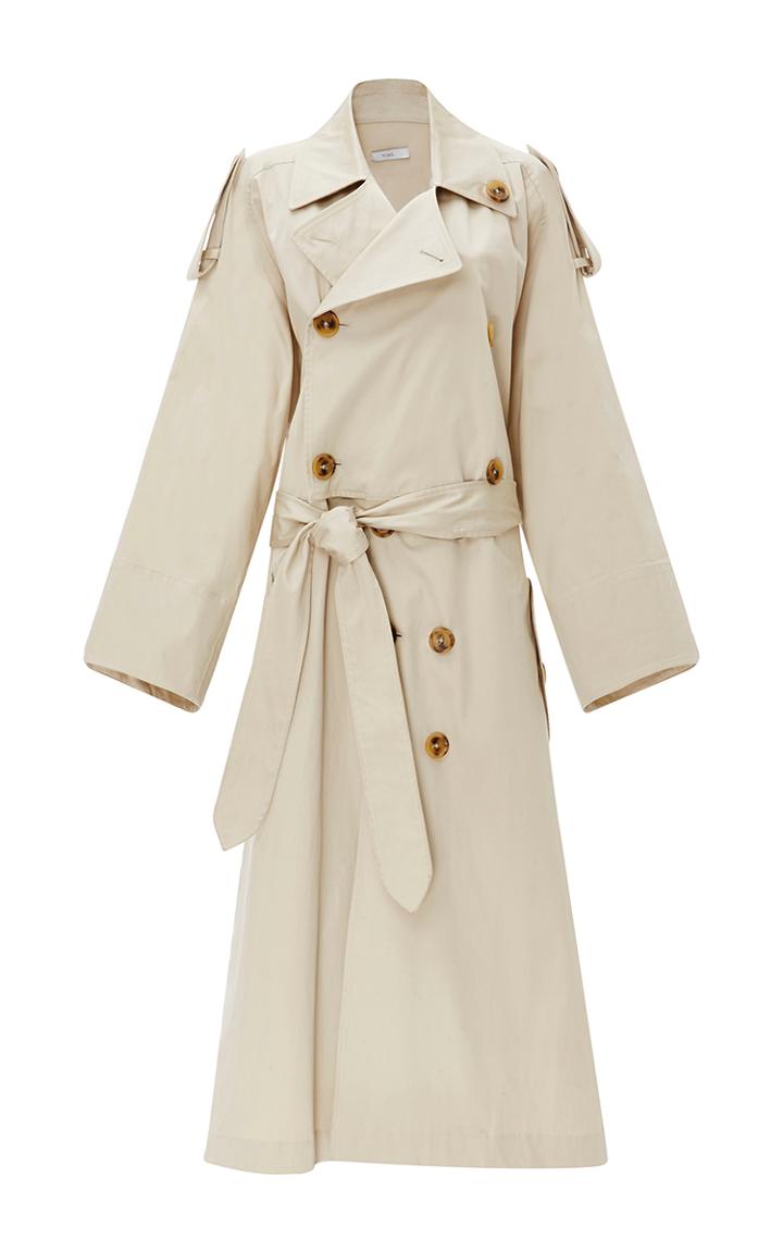 Tome Putty Belted Cotton Sateen Trench Coat