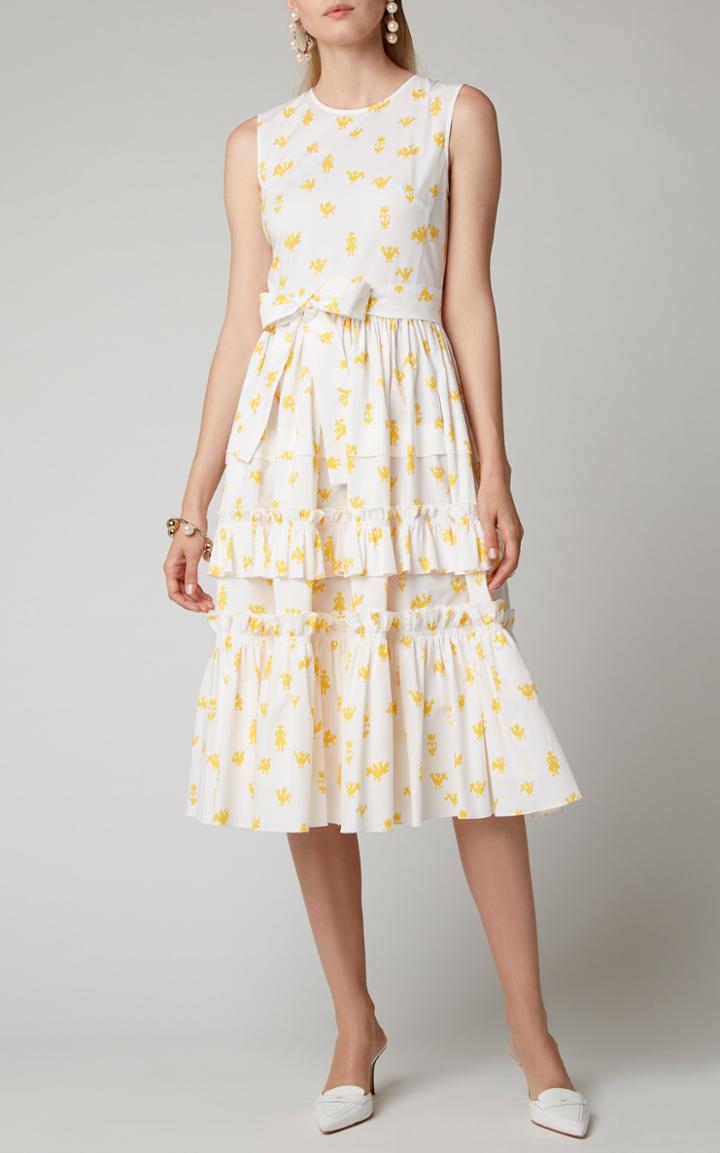 Carolina Herrera Ruffled Printed Cotton-blend Dress