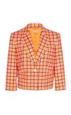 Michael Kors Collection One Button Cotton-blend Grid Jacket