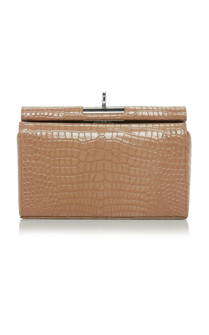 Gu De Luxy Croc-embossed Leather Clutch