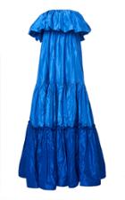 Leal Daccarett Azul Profundo Off-the-shoulder Silk-taffeta Dress