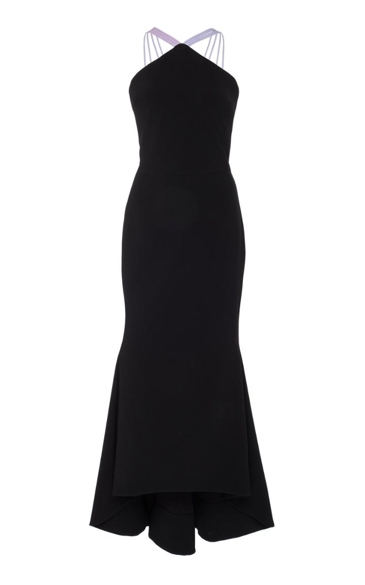 Christian Siriano Halter Flounce Hem Dress