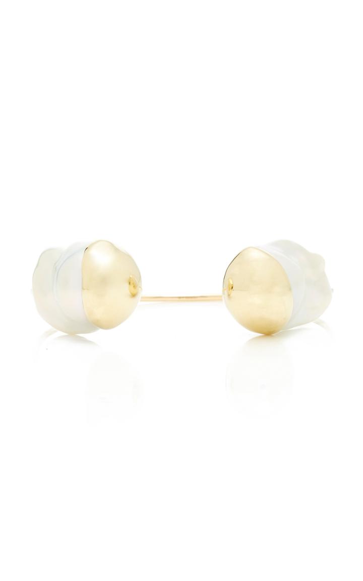 Mizuki 14k Fluid Gold Double Pearl Cuff