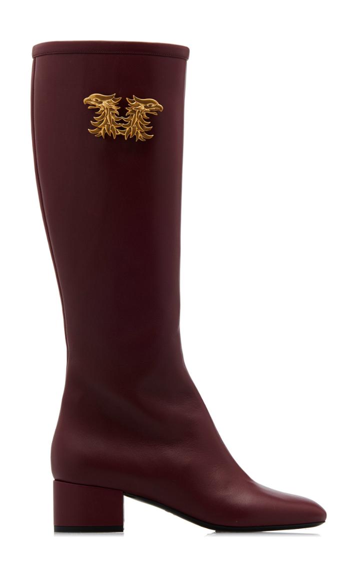 Valentino Embellished Leather Knee Boots