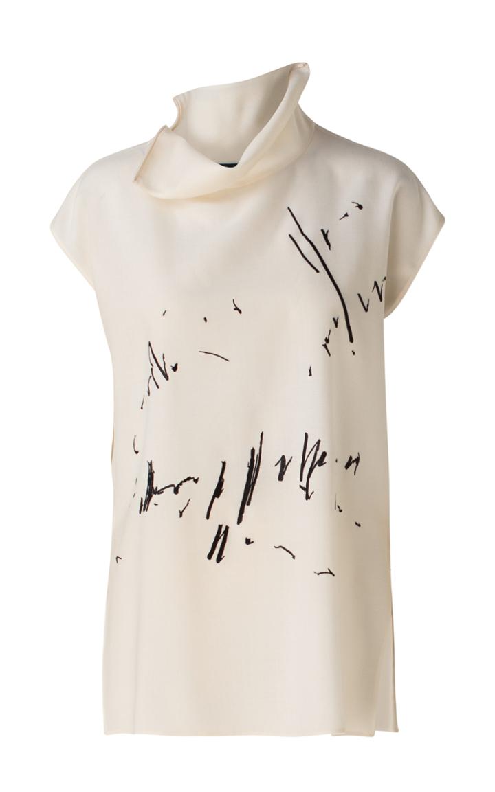 Moda Operandi Akris Embroidered Wool-blend Funnel-neck Top