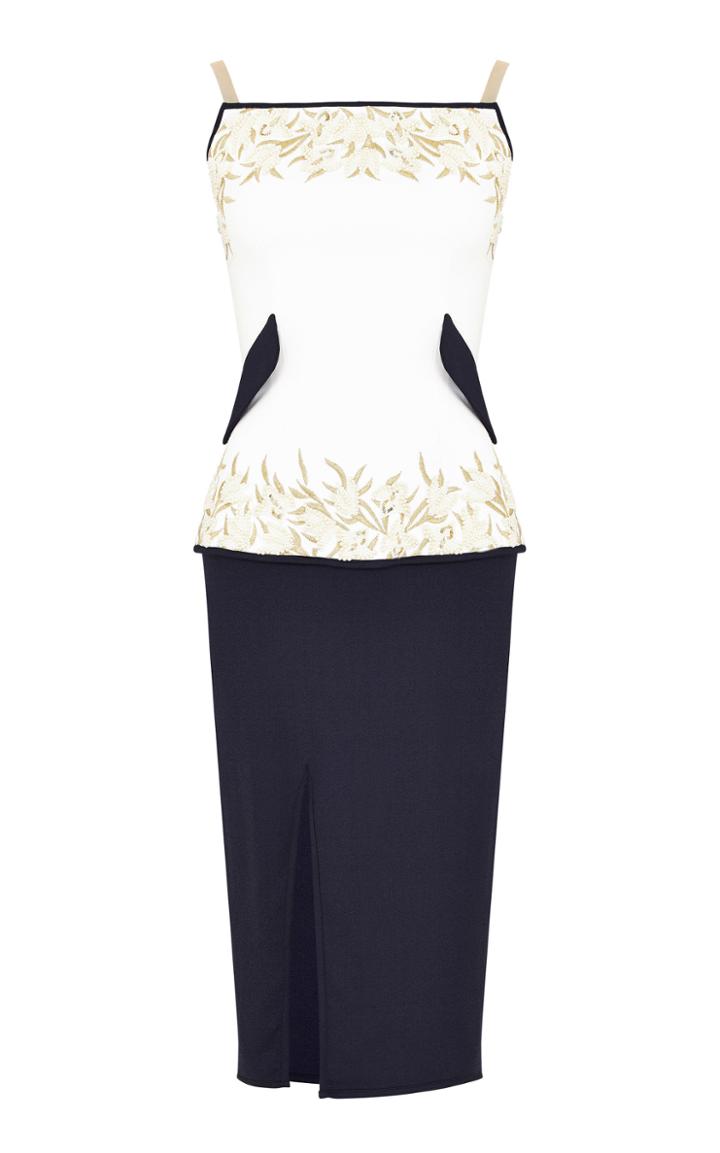 Razan Alazzouni Two-tone Embellished Midi Dress