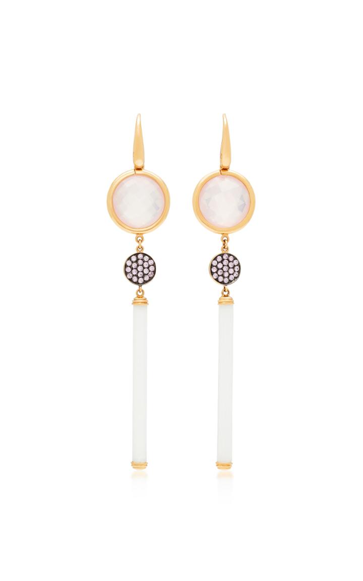 Francesca Villa Mopsy Pink Quartz And Pav Earrings