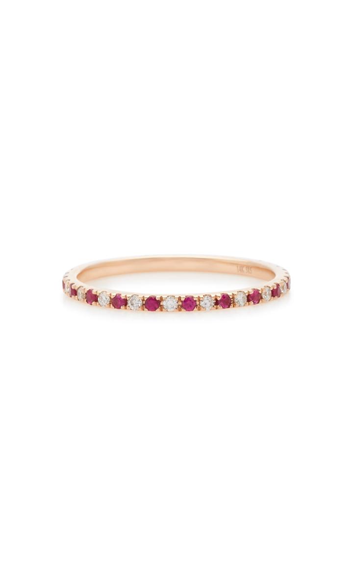 Ef Collection 14k Rose Gold Diamond And Ruby Eternity Ring