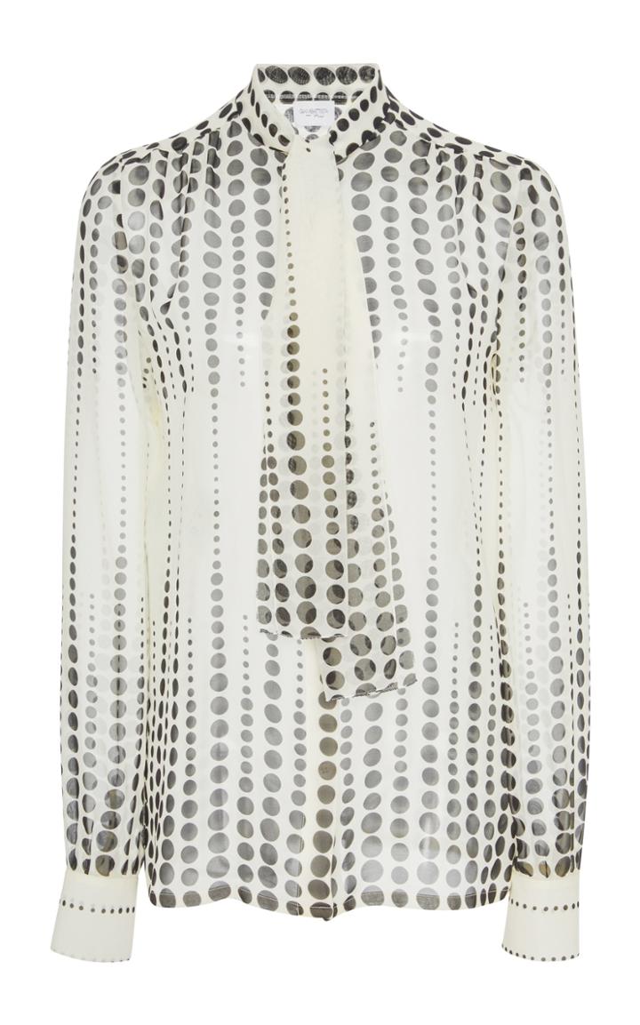 Giambattista Valli Polka-dot Pussy-bow Silk-chiffon Blouse