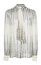 Giambattista Valli Polka-dot Pussy-bow Silk-chiffon Blouse