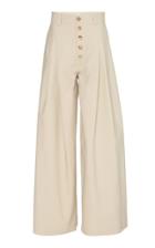 Jw Anderson High-rise Wide-leg Cotton Pleated Trousers