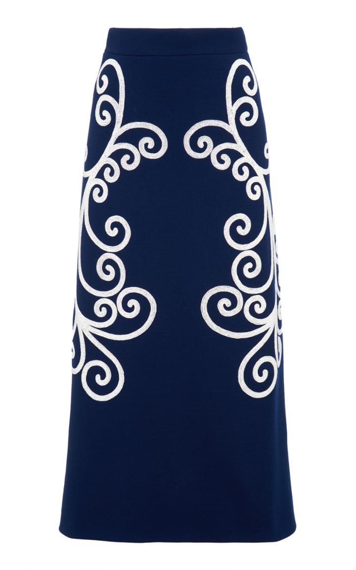 Moda Operandi Prada Beaded Wool Midi Skirt Size: 36
