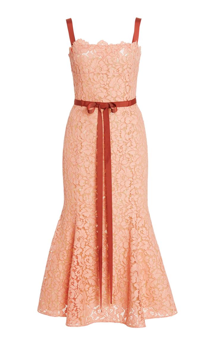 Oscar De La Renta Lace Midi Dress