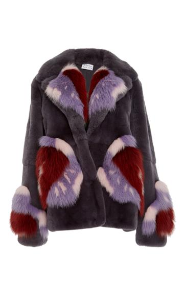 Tanya Taylor Fifi Patch Work Fur Coat