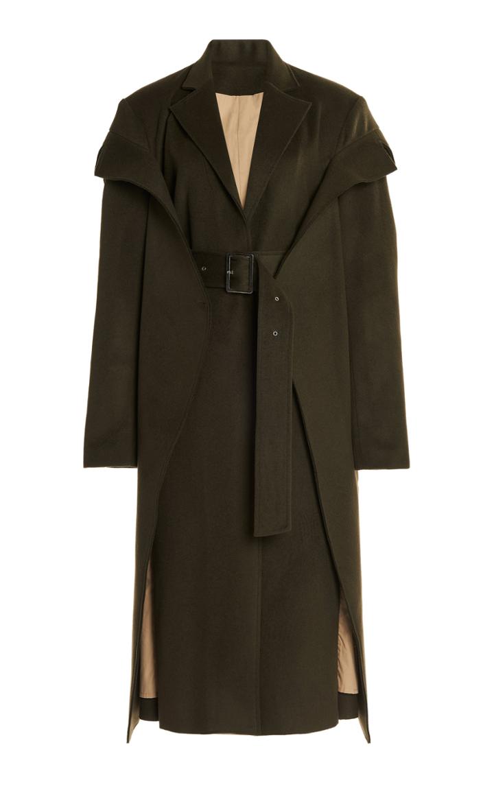 Boyarovskaya Convertible Belted Wool-blend Coat