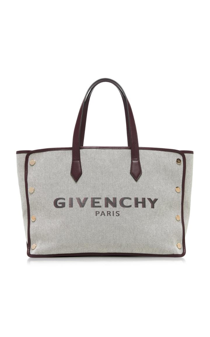 Givenchy Cabas Studded Leather-trimmed Canvas Bag