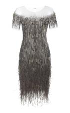 Pamella Roland Ostrich Feather Sequin Embellished Mini Dress With