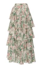 Giambattista Valli Tiered Floral Silk Maxi Skirt