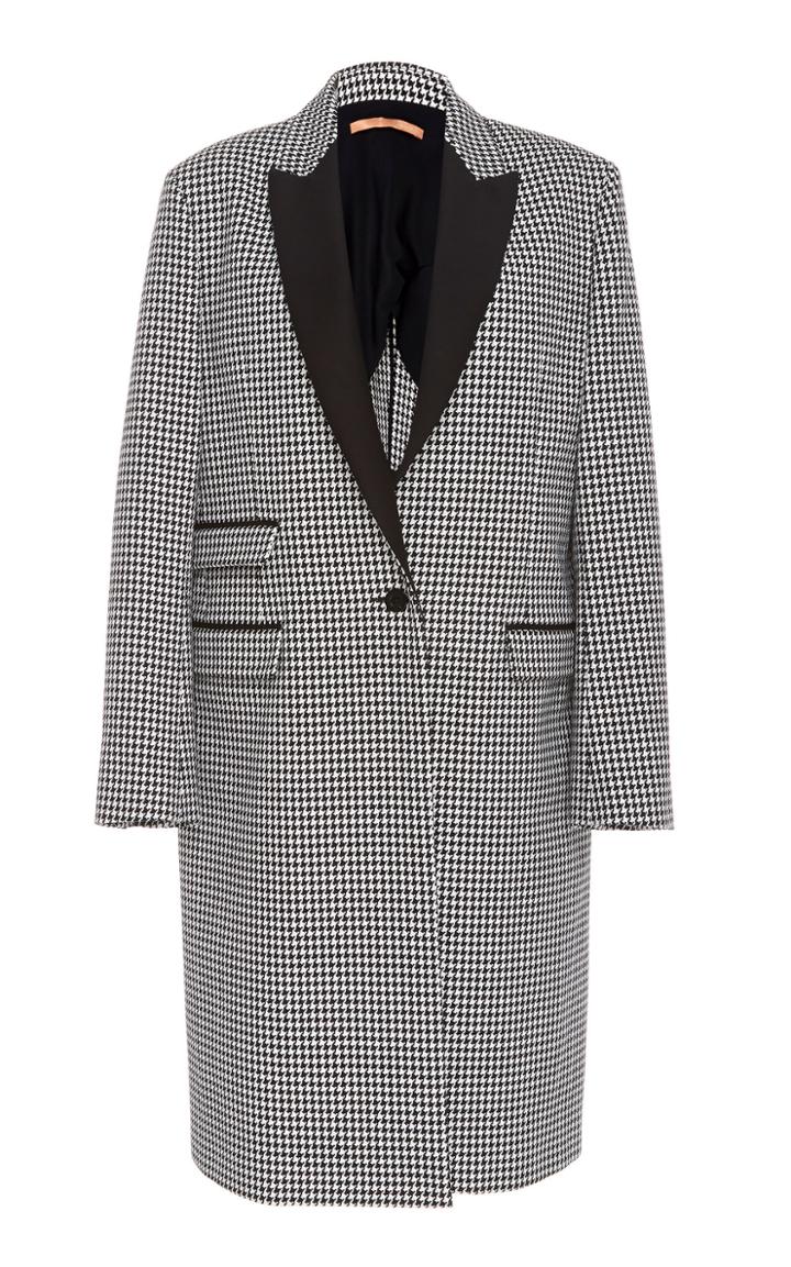 Summa Single-breasted Cotton Houndstooth Coat With Peak Lapel