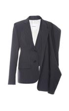 Pushbutton Unbalance Shoulder Wool Blend Jacket