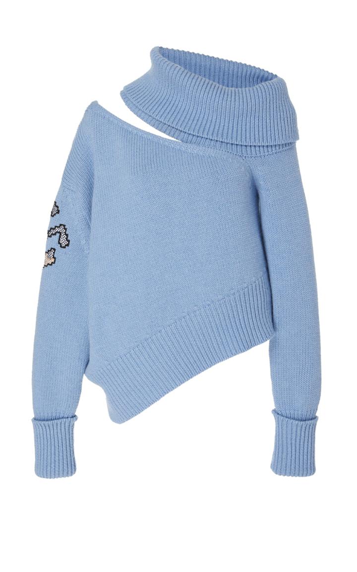 Monse Pluto Shoulder Cross Stitch Sweater