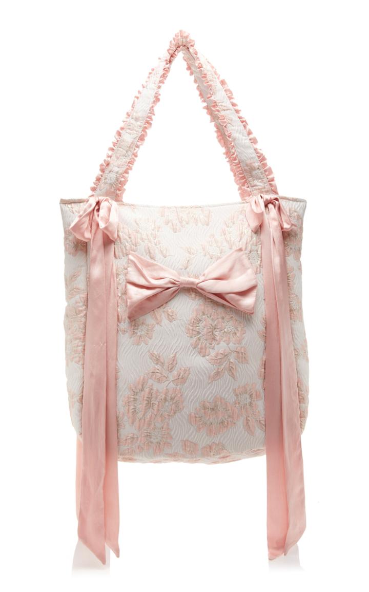 Loveshackfancy Tulip Bow Embellished Jacquard Tote