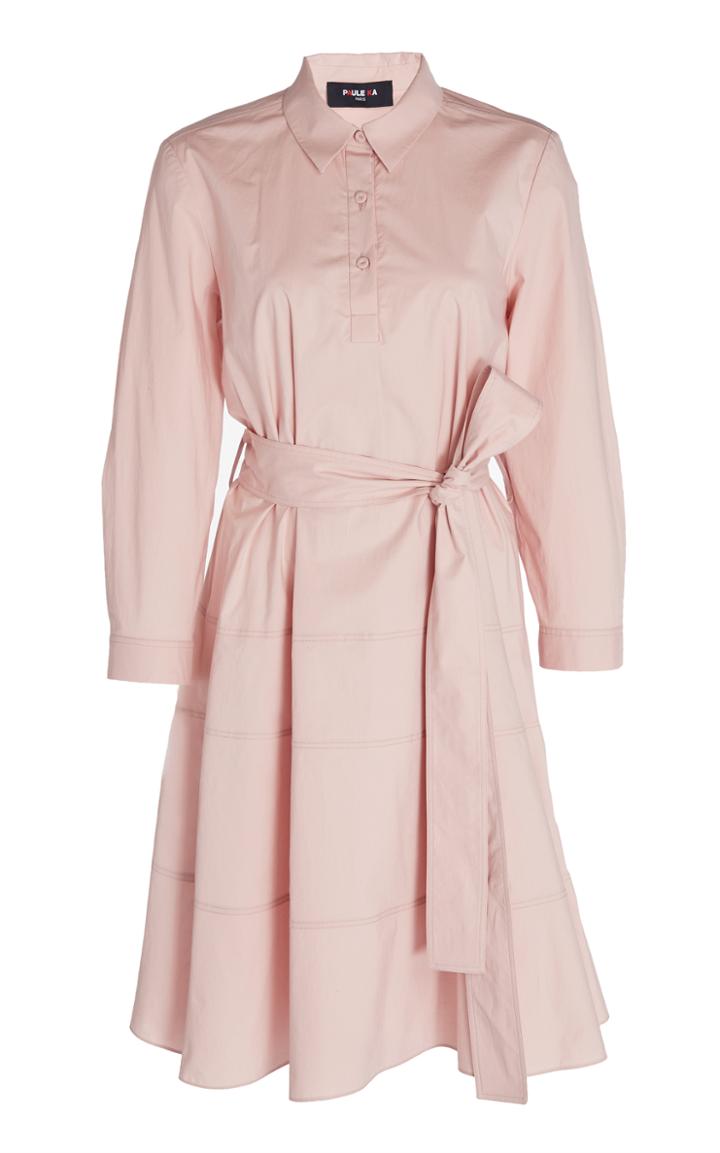 Paule Ka Stretch Shirt Dress With Tie