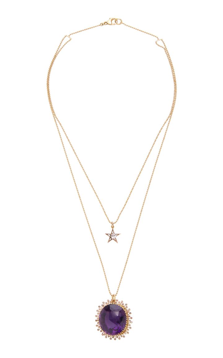Renee Lewis Layered Diamond Star And Amethyst Necklace