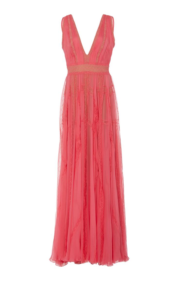 Zuhair Murad Marylin Lace-paneled Silk-chiffon Gown