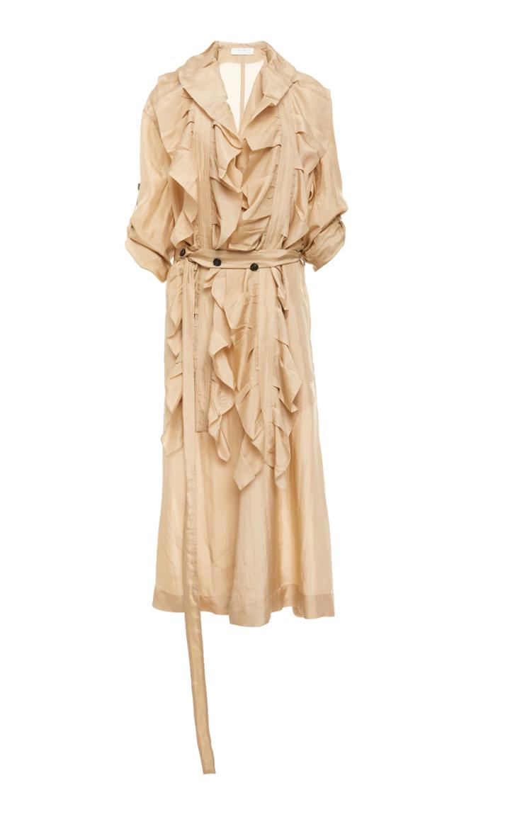 Victoria Beckham Light Habotai Ruffle Trench