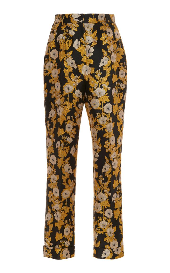 Dolce & Gabbana Floral-printed Straight-leg Jacquard Pants