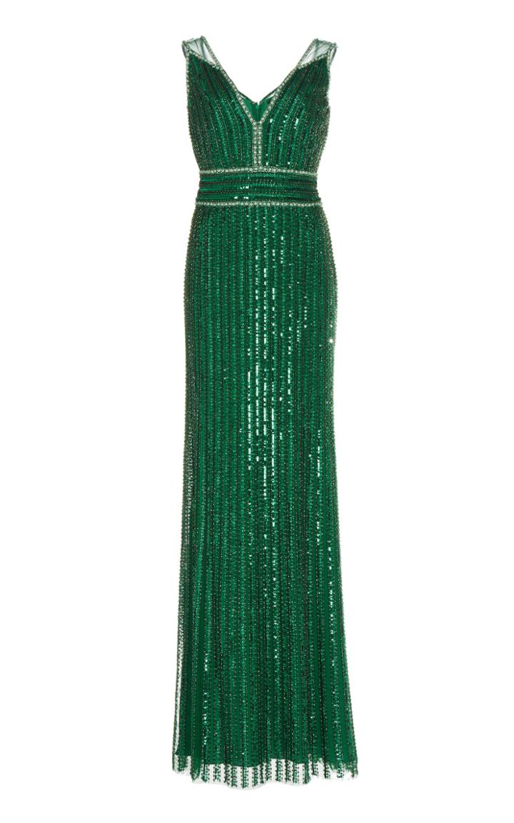 Jenny Packham Bei Sleeveless Sequin Column Gown