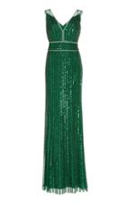 Jenny Packham Bei Sleeveless Sequin Column Gown